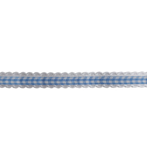 Gingham Ribbon with Scalloped Edge - Light Blue